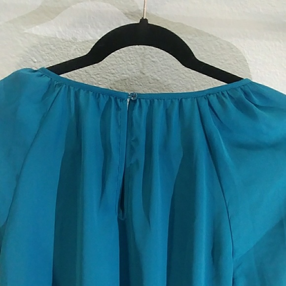 Teal silky blouse - Picture 4 of 5